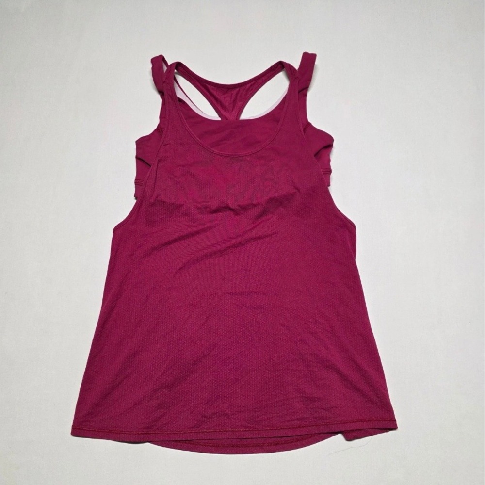 Lululemon No Limits Athletic Tank Top Built-in Bra Berry Women Size 8 Training